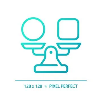 2D blue thin line gradient shapes on weight scale icon Stock Illustration
