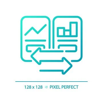 2D blue thin line gradient graph comparisons icon Illustrazione stock