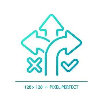 2D blue thin line gradient correct way icon Stock Illustration