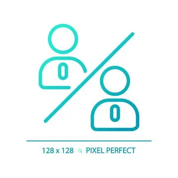 2D blue thin line gradient people comparison icon Stock Illustration
