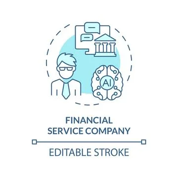 2D blue thin line icon financial service company concept Stockillustratie