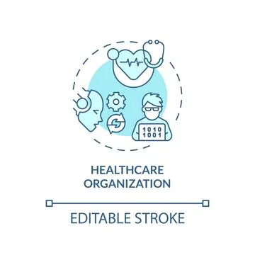 2D blue thin line icon healthcare organization concept Illustrazione stock