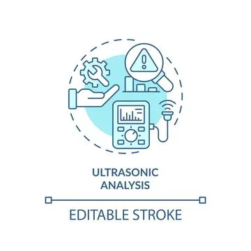 2D blue thin linear icon ultrasonic analysis concept Stock Illustration