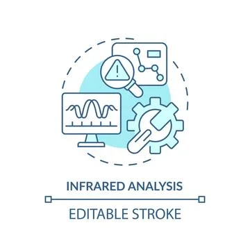 2D blue thin linear icon infrared analysis concept Stock Illustration