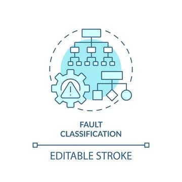 2D blue thin linear icon fault classification concept Stock Illustration