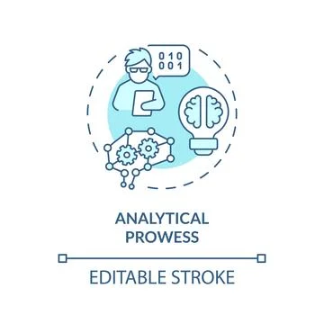 2D blue thin linear icon analytical prowess concept Stock Illustration