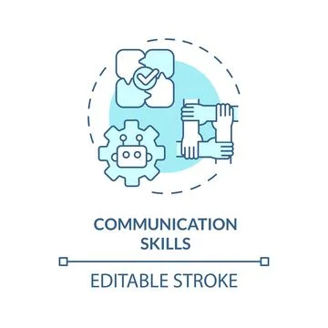 2D blue thin linear icon communication skills concept Stock Illustration