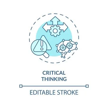 2D blue thin linear icon critical thinking concept Stock Illustration