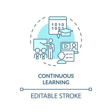 2D blue thin linear icon continuous learning concept イラスト素材