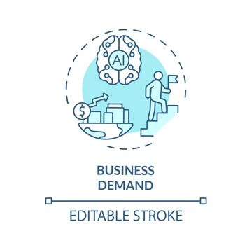 2D blue thin linear icon business demand concept Stock Illustration