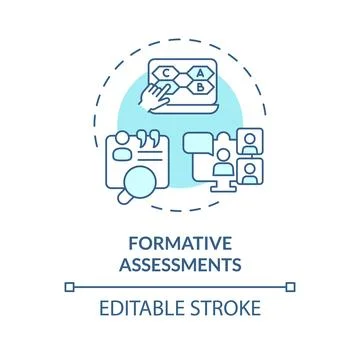 2D blue thin linear icon formative assessments concept Stock Illustration