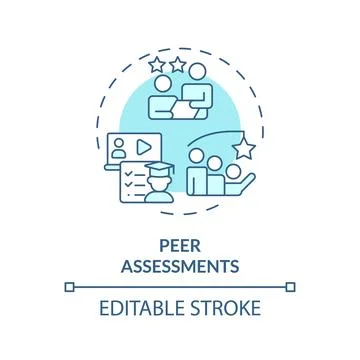 2D blue thin linear icon peer assessments concept Stock Illustration