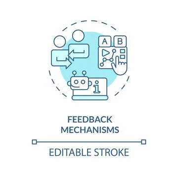 2D blue thin linear icon feedback mechanisms concept Stock Illustration