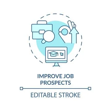 2D blue thin linear icon improve job prospects concept Stock Illustration