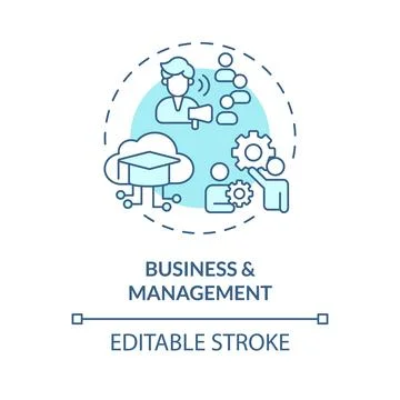 2D blue thin linear icon business and management concept Stock Illustration