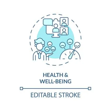 2D blue thin linear icon health and wellbeing concept Stock Illustration