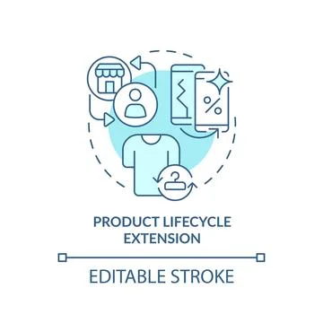 2D blue thin linear icon product lifecycle extension concept Stock Illustration