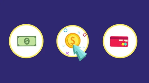 2D Business Currency Elements Animation 스톡 동영상 302303372