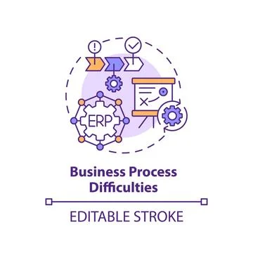 2D business process difficulties line icon concept Illustrazione stock