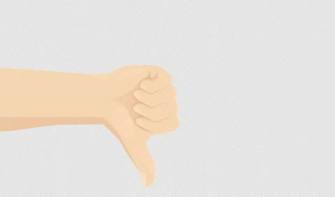 2D cartoon animation with alpha channel of hand from thumbs up to thumbs down Stock Footage 314273135
