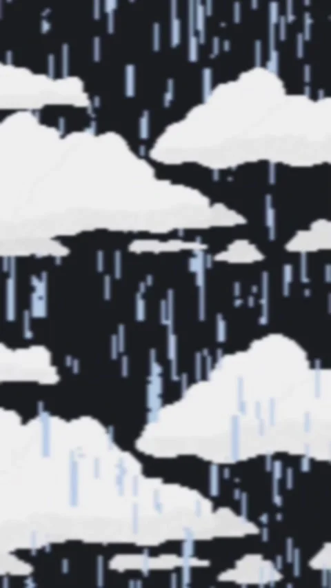 2d cartoon animation of clouds moving and rain falling Stock Footage 332055232