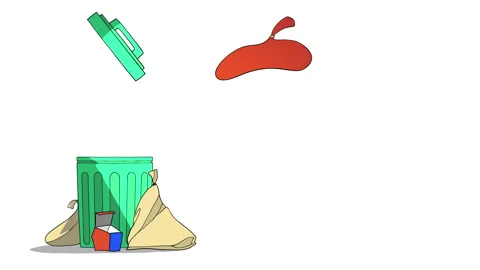 2D Cartoon Animation of Garbage Trash Stock Footage 296158220