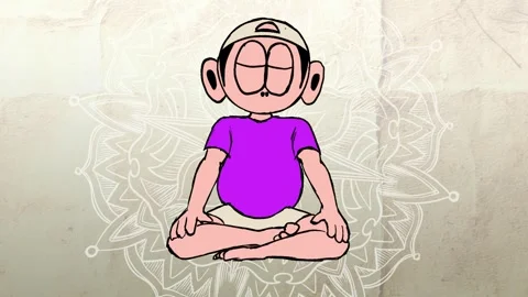 2d cartoon animation Person Practicing Deep Breathing for Relaxation Stock Footage 295479691