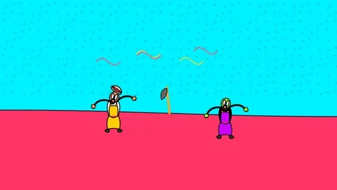 2D Cartoon Animation Of Scared Characters During An Earthquake Stock Footage 341399145
