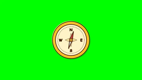 2D Cartoon Antique Compass Green Screen Stock Footage 344355846