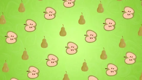 2d cartoon apple pear fruit background Stock Footage 212446567