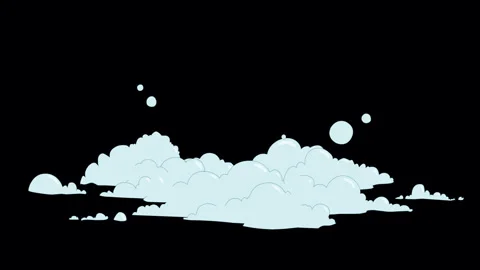 2D Cartoon Bubbles and Foam Steam Cloud Animation Transparent 4K Stock Footage 318656257