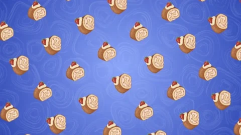 2d cartoon cake roll background 스톡 동영상 212444600