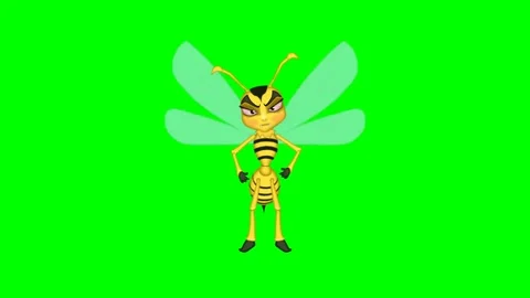 2d cartoon character of angry bee flapping wings at fast speed. Stock Footage 295535511