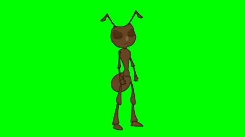 2d cartoon character of ant looking around, tiny creatures, green screen. Stock-Footage 295535523