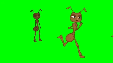 2d cartoon character of crowd of ants running, walking, green screen. Stock-Footage 295535526