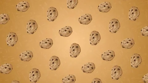 2d cartoon chocolate chip cookie background Stock Footage 212446637