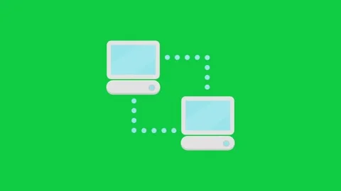 2d cartoon of connected devices on green background, network. Stock Footage 296634814