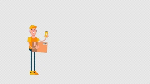 2D Cartoon Delivery Man Alpha Channel Stock Footage 260912816