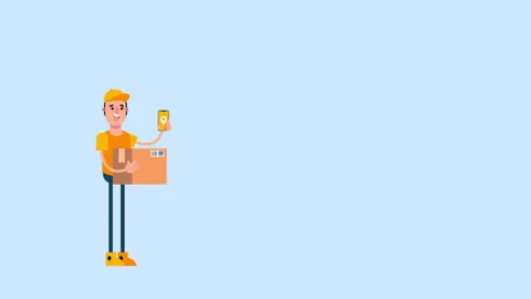 2D Cartoon Delivery Man Background Stock Footage 260912428