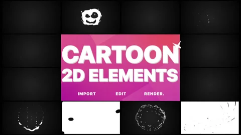 2D Cartoon Elements And Transitions Pack Stock Footage 131046246