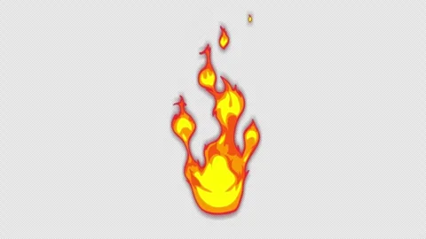 2D Cartoon Fire Animation: 4K Looping Glow Flames on Transparent Background Stock Footage 337733842