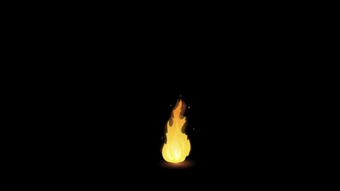 2D cartoon fire appears and goes out on a black background Stock Footage 105920958