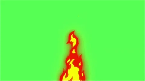 2D cartoon fire flame burning loop animation on green screen background. Stock Footage 340994355
