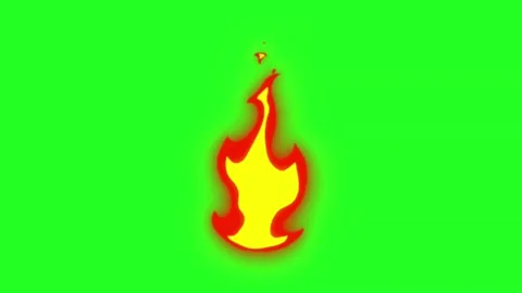 2D Cartoon Fire Flame Burning Loop Chroma Key Green Screen Stock Footage 341586108