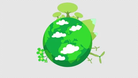 2D Cartoon Green Planet Alpha Channel Stock Footage 260844302