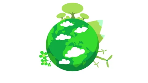 2D Cartoon Green Planet Stock Footage 260844093