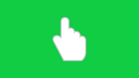 2d cartoon of hand pointer graphic on green background, click. Video stock 296634800