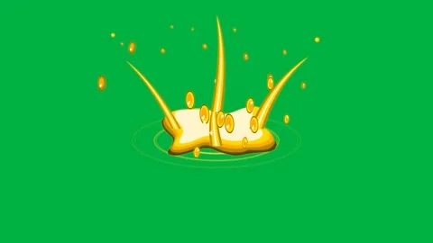 2D cartoon liquid splash animation on green screen golden fluid drop effect Stockbeeldmateriaal 346966475