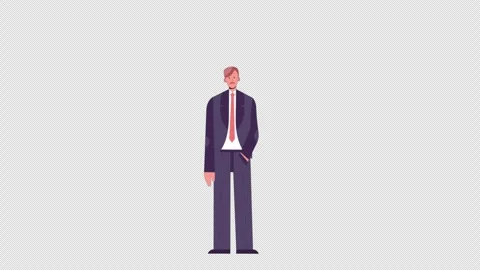 2d Cartoon Man Character Alpha Channel Stock Footage 287734442