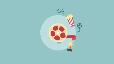 2D Cartoon Movie Elements Round Stock Footage 260839629